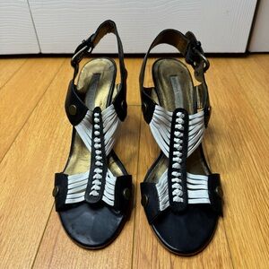 Cynthia Vincent Black and White Strappy Heels